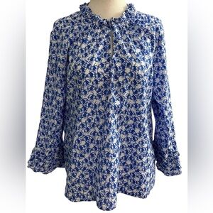 Charter Club Blue and White Floral Top